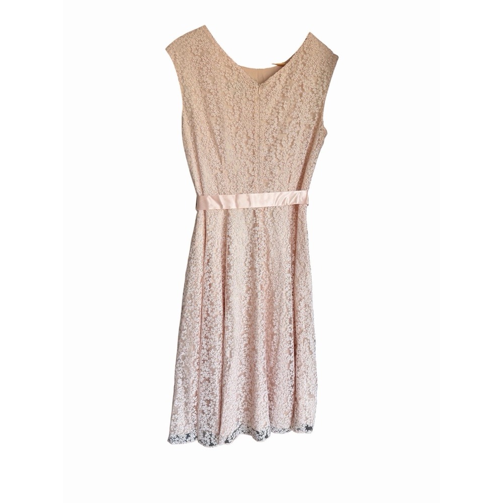 Tahari Arthur S Levine Ribbon Trim Metallic Lace Fit & Flare Dress, Size 8 EUC - Picture 4 of 5